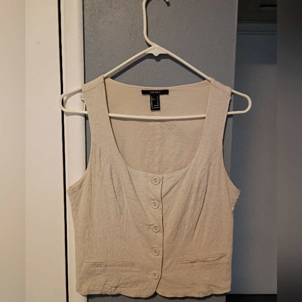 H&M Cream Button-Down Blouse/Vest